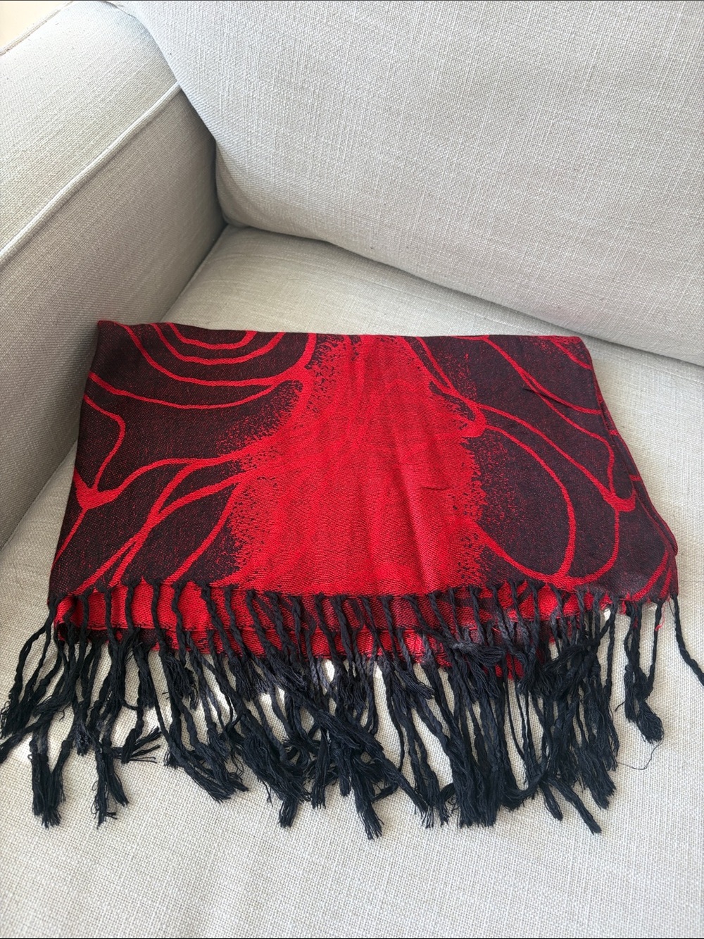 Red and Black Fringe Women's Scarf